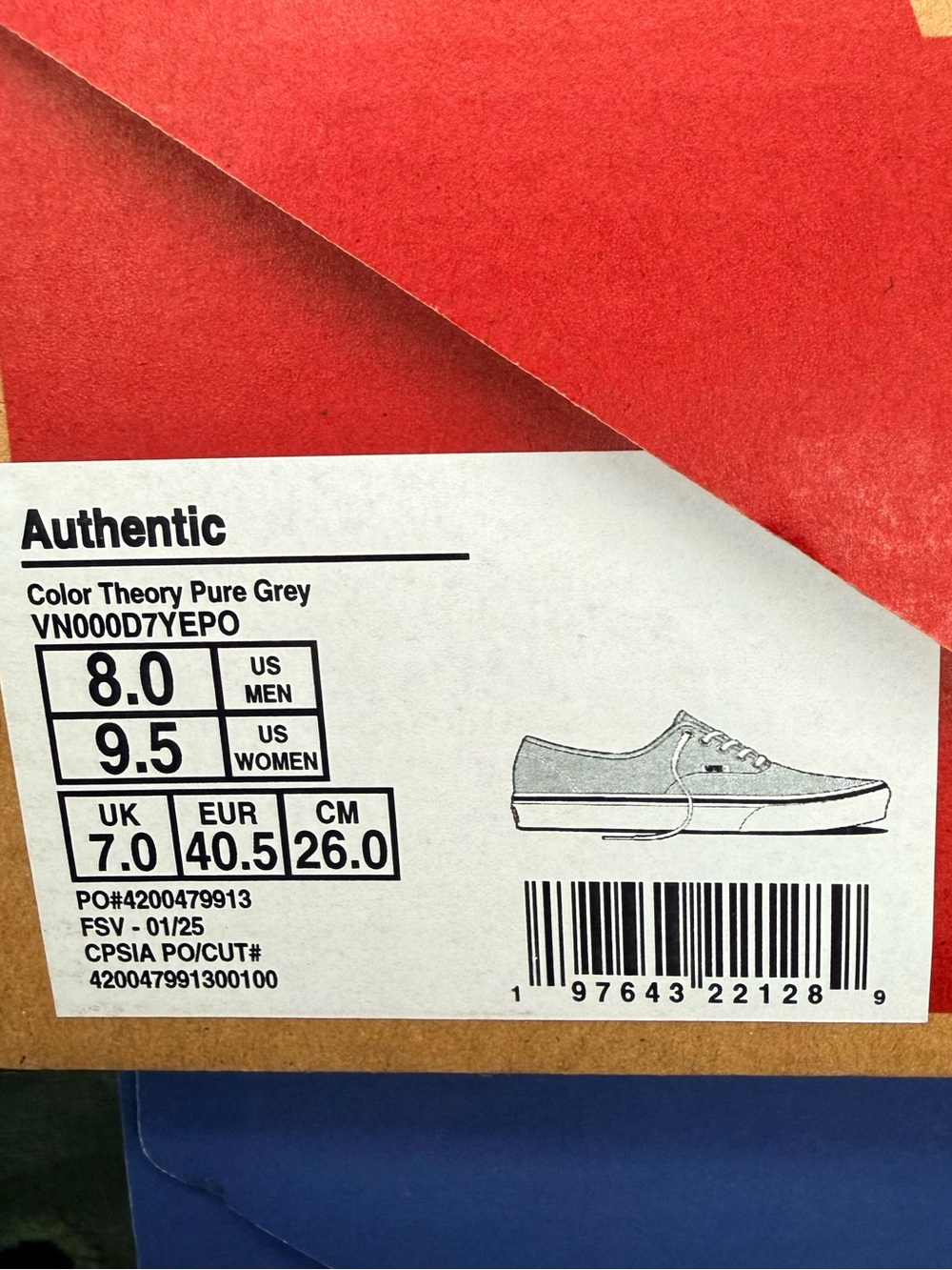 BRAND NEW Vans Men's Color Theory Authentic Low-Top in Pure Gray Men 8/Women 9.5 - Picture 8 of 8